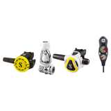 Scubapro Complete Regulator Set – MK11 EVO/C370 White Regulator + R105 Octopus + 3-Gauge Console — Yellow, INT (Yoke)