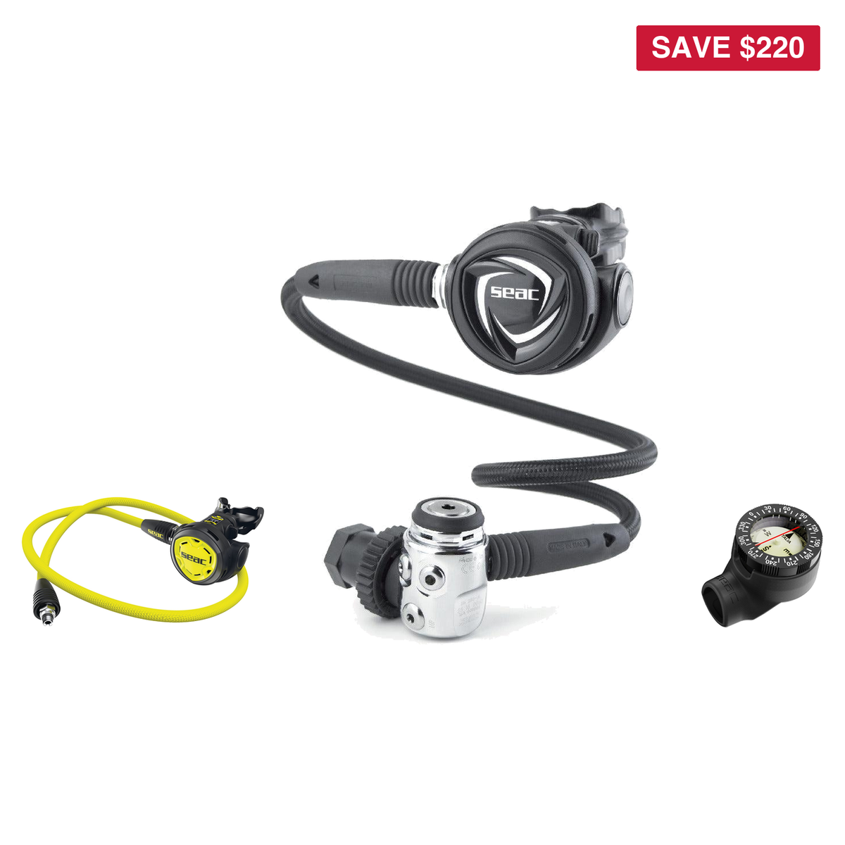 Seac Complete Regulator Set – Mx100 Regulator + IT300 Octopus + Console — includes Seac Mx100 Regulator, SEAC OCTOPUS IT300,…