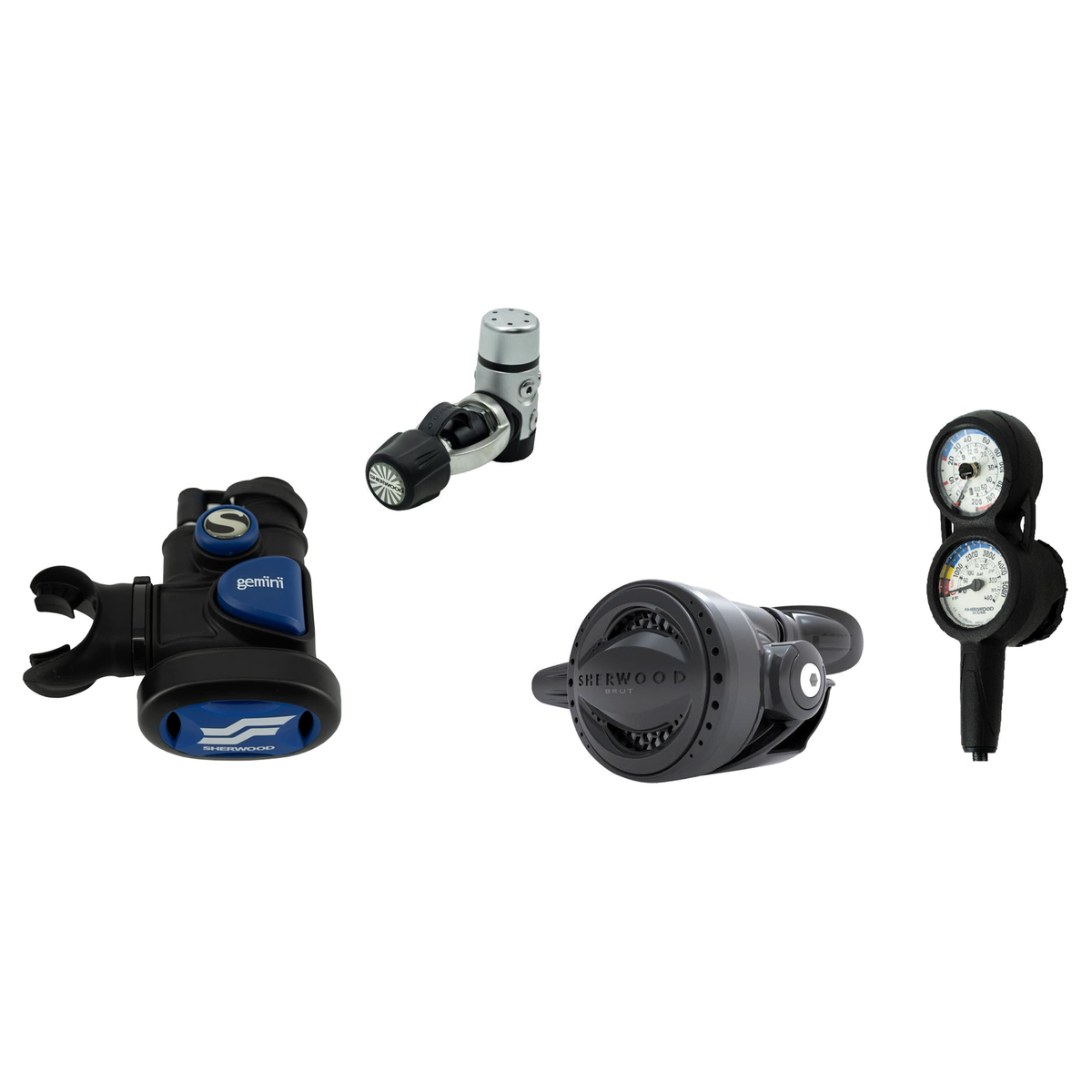 Sherwood Complete Regulator Set – Brut Pro Regulator + Gemini Octo + 3-Gauge Console — includes Sherwood Brut Pro Regulator,…