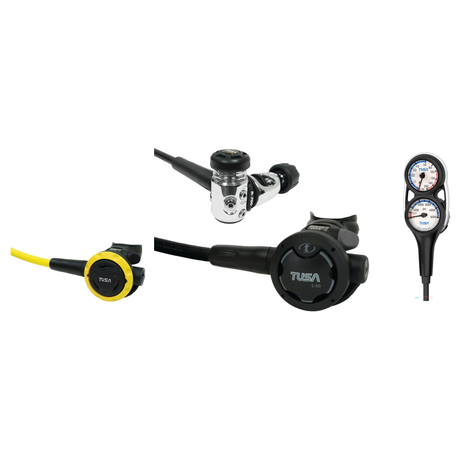 Tusa Complete Regulator Set – RS-790 Yoke Regulator + SS-0001 Octopus + 3-Gauge Console — includes Tusa RS-790 Dive Regulato…