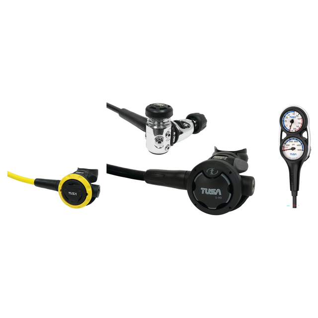 Tusa Complete Regulator Set – RS-790 Yoke Regulator + SS-0001 Octopus + 3-Gauge Console — includes Tusa RS-790 Dive Regulato…