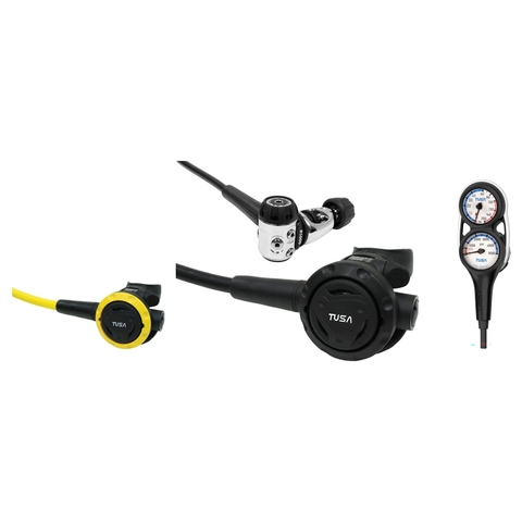 Tusa Complete Regulator Set – RS1001 Suitable for Cold Water Diving Regulator + SS-0001 Octopus + 3-Gauge Console