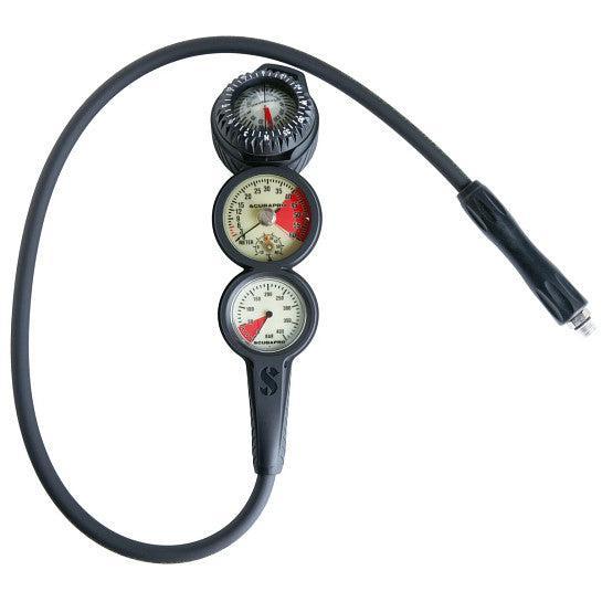 Scubapro 3-Gauge In-line Standard Pressure Depth Gauge Compass Console-