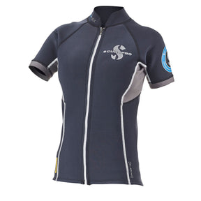Scubapro Everflex 1.5mm Short Sleeve Womens Top Scuba Diving Wetsuit-Black-XS-