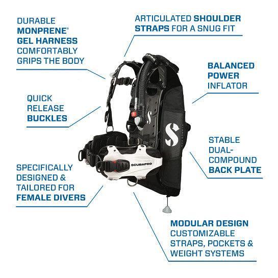 Scubapro Hydros Pro BCD with BPI - Womens with Color Kit Installed-