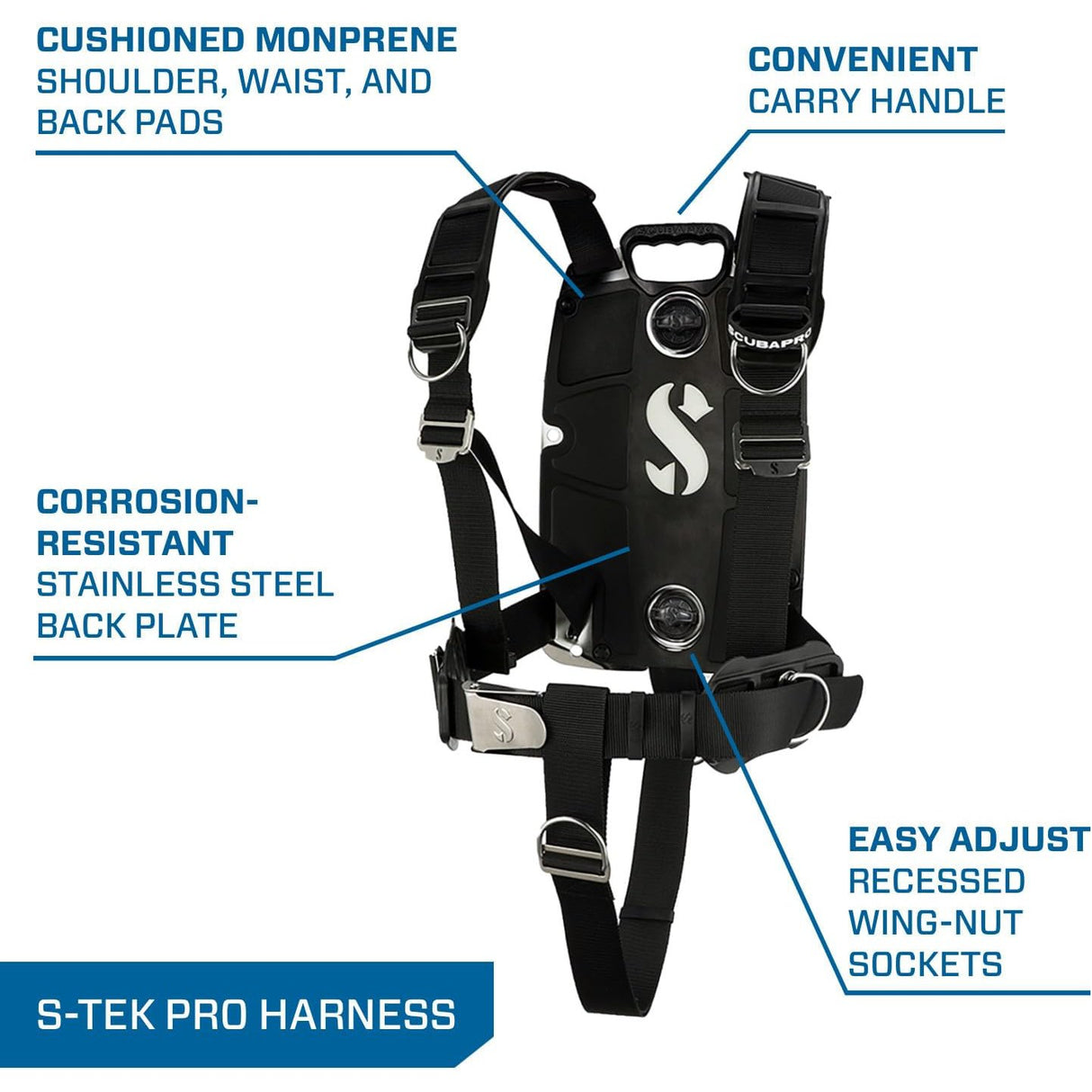 Scubapro S-TEK Donut Wing 30 + S-TEK Pro Harness SS + Single Tank Adapter + Back Shoulder Waist Pad (Color Kit Installed)-