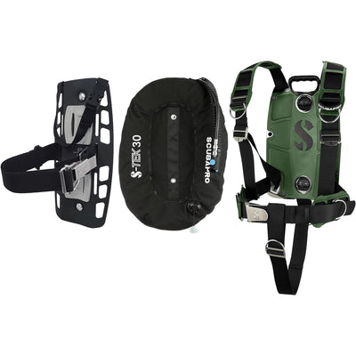 Scubapro S-TEK Donut Wing 30 + S-TEK Pro Harness SS + Single Tank Adapter + Back Shoulder Waist Pad