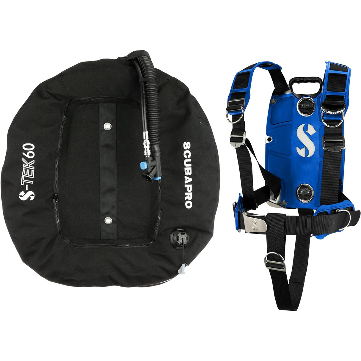 Scubapro S-TEK Donut Wing 60 + S-TEK Pro Harness SS + Back Shoulder Waist Pad Armygreen-Blue-