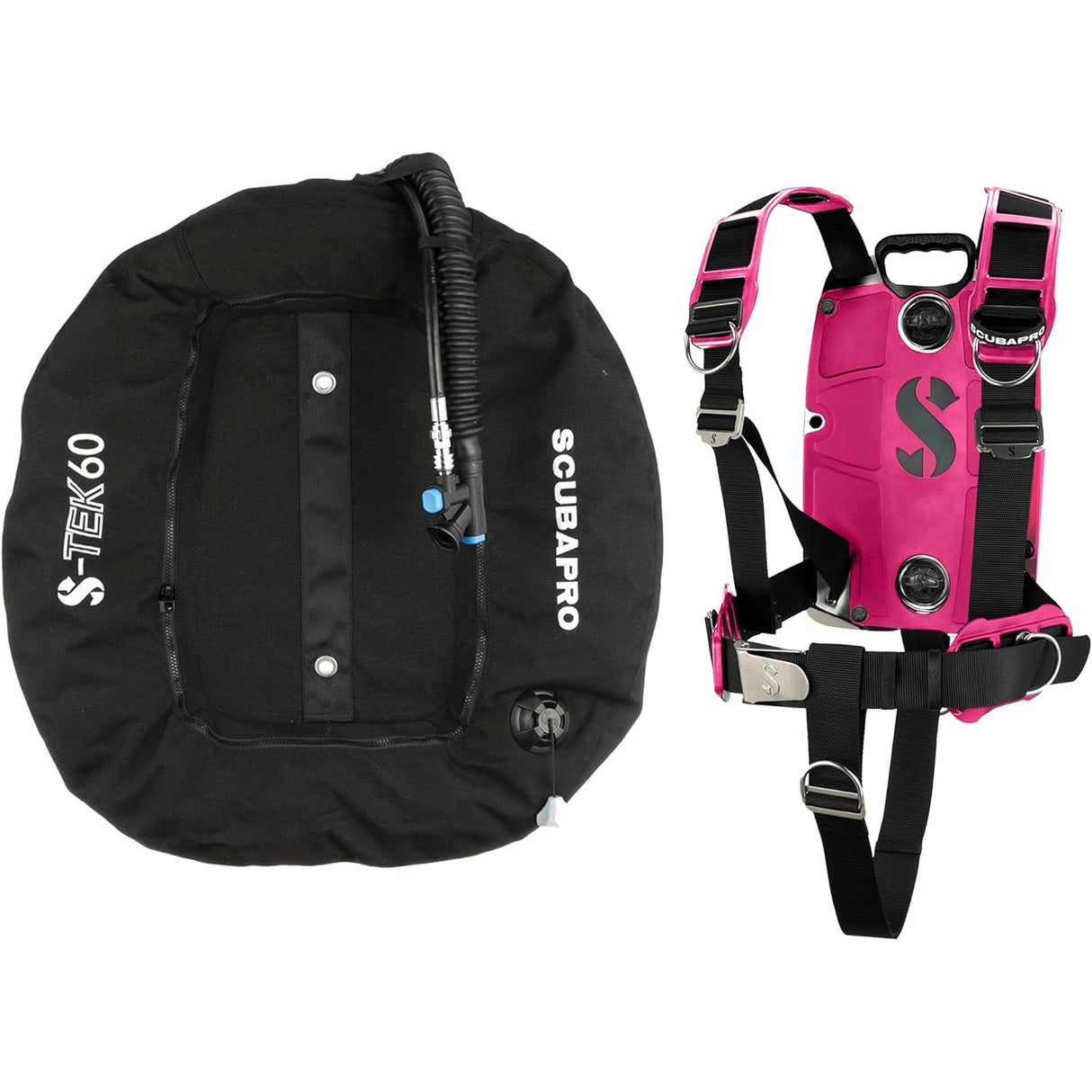 Scubapro S-TEK Donut Wing 60 + S-TEK Pro Harness SS + Back Shoulder Waist Pad Armygreen-Pink-