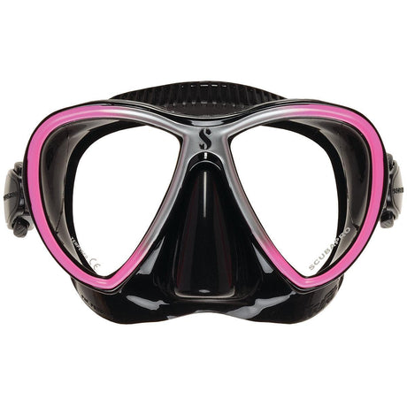 Scubapro Synergy Twin Dive Mask with Comfort Strap-Black/Pink/Silver-Black Skirt-