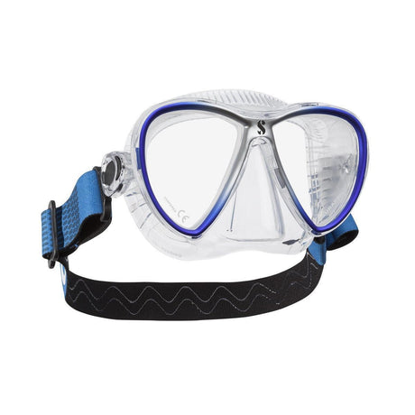 Scubapro Synergy Twin Dive Mask with Comfort Strap-Clear/Blue-Clear Skirt-