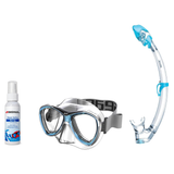 Seac Mask + Snorkel Package – Amalfi Double Lens Mask + Tribe Dry Snorkel + Free Mask Defog Spray — includes Seac Amalfi Dou…