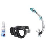 Seac Mask + Snorkel Package – Amalfi Double Lens Mask + Tribe Dry Snorkel + Free Mask Defog Spray — Black, Seac Fast Tech Dr…