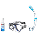 Seac Mask + Snorkel Package – Amalfi Double Lens Mask + Tribe Dry Snorkel + Free Mask Defog Spray — Blue, Seac Tribe Dry Scu…