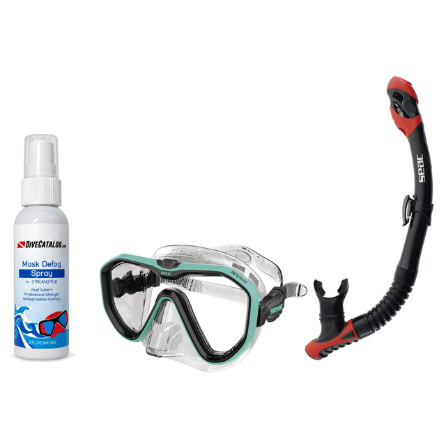 Seac Mask + Snorkel Package – Appeal Mask + Reverse Dry Snorkel + Free Mask Defog Spray — includes Seac Appeal Dive Mask, Se…