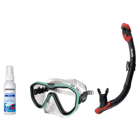 Seac Mask + Snorkel Package – Appeal Mask + Reverse Dry Snorkel + Free Mask Defog Spray — includes Seac Appeal Dive Mask, Se…