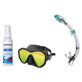 Seac Mask + Snorkel Package – Appeal Mask + Reverse Dry Snorkel + Free Mask Defog Spray — Mirrored Black, Seac Fast Tech Dry…