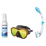 Seac Mask + Snorkel Package – Appeal Mask + Reverse Dry Snorkel + Free Mask Defog Spray — Mirrored Orange, Seac Tribe Dry Sc…