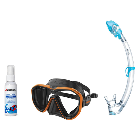 Seac Mask + Snorkel Package – Appeal Mask + Reverse Dry Snorkel + Free Mask Defog Spray — Orange, Seac Tribe Dry Scuba Divin…