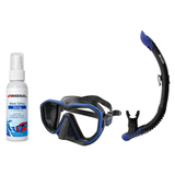 Seac Mask + Snorkel Package – Appeal Mask + Reverse Dry Snorkel + Free Mask Defog Spray — Blue, Seac Reverse Snorkel Anti-Sp…