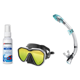 Seac Mask + Snorkel Package – Appeal Mask + Reverse Dry Snorkel + Free Mask Defog Spray — Mirrored White, Seac Fast Tech Dry…
