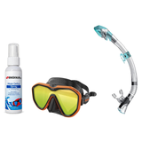 Seac Mask + Snorkel Package – Appeal Mask + Reverse Dry Snorkel + Free Mask Defog Spray — Mirrored Orange, Seac Fast Tech Dr…