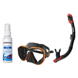 Seac Mask + Snorkel Package – Appeal Mask + Reverse Dry Snorkel + Free Mask Defog Spray — Orange, Seac Reverse Dry Snorkel