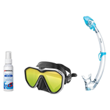 Seac Mask + Snorkel Package – Appeal Mask + Reverse Dry Snorkel + Free Mask Defog Spray — Mirrored White, Seac Tribe Dry Scu…