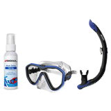 Seac Mask + Snorkel Package – Appeal Mask + Reverse Dry Snorkel + Free Mask Defog Spray — Clear Blue, Seac Reverse Snorkel A…
