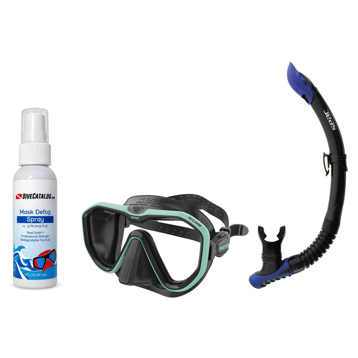 Seac Mask + Snorkel Package – Appeal Mask + Reverse Dry Snorkel + Free Mask Defog Spray — Tiffany, Seac Reverse Snorkel Anti…