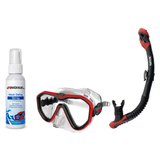 Seac Mask + Snorkel Package – Appeal Mask + Reverse Dry Snorkel + Free Mask Defog Spray — Clear Red, Seac Reverse Dry Snorkel