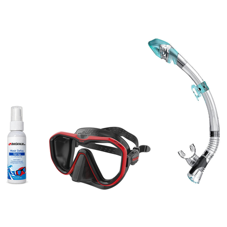 Seac Mask + Snorkel Package – Appeal Mask + Reverse Dry Snorkel + Free Mask Defog Spray — Red, Seac Fast Tech Dry Adult Scub…