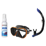 Seac Mask + Snorkel Package – Appeal Mask + Reverse Dry Snorkel + Free Mask Defog Spray — Orange, Seac Reverse Snorkel Anti-…