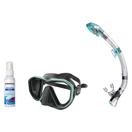 Seac Mask + Snorkel Package – Appeal Mask + Reverse Dry Snorkel + Free Mask Defog Spray — Tiffany, Seac Fast Tech Dry Adult…