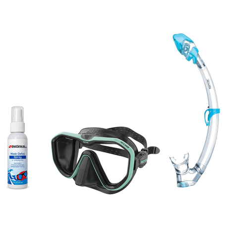 Seac Mask + Snorkel Package – Appeal Mask + Reverse Dry Snorkel + Free Mask Defog Spray — Tiffany, Seac Tribe Dry Scuba Divi…