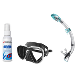 Seac Mask + Snorkel Package – Appeal Mask + Reverse Dry Snorkel + Free Mask Defog Spray — White, Seac Fast Tech Dry Adult Sc…