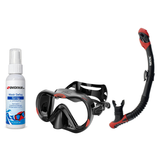 Seac Mask + Snorkel Package – Boss Mask + Reverse Dry Snorkel + Free Mask Defog Spray — Black/Red, Seac Reverse Dry Snorkel