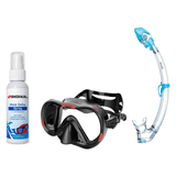Seac Mask + Snorkel Package – Boss Mask + Reverse Dry Snorkel + Free Mask Defog Spray — Black/Red, Seac Tribe Dry Scuba Divi…