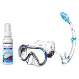 Seac Mask + Snorkel Package – Boss Mask + Reverse Dry Snorkel + Free Mask Defog Spray — Blue, Seac Tribe Dry Scuba Diving Sn…