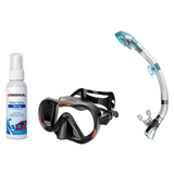 Seac Mask + Snorkel Package – Boss Mask + Reverse Dry Snorkel + Free Mask Defog Spray — Black/Red, Seac Fast Tech Dry Adult…