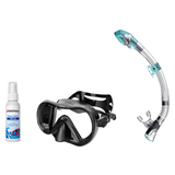 Seac Mask + Snorkel Package – Boss Mask + Reverse Dry Snorkel + Free Mask Defog Spray — Black/Silver, Seac Fast Tech Dry Adu…
