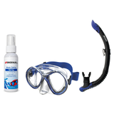 Seac Mask + Snorkel Package – Chiara Mask + Reverse Dry Snorkel + Free Mask Defog Spray — Transparent/Blue, Seac Reverse Sno…