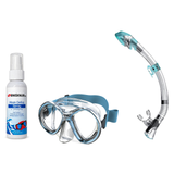 Seac Mask + Snorkel Package – Chiara Mask + Reverse Dry Snorkel + Free Mask Defog Spray — Transparent/Aquamarine, Seac Fast…