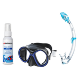 Seac Mask + Snorkel Package – Chiara Mask + Reverse Dry Snorkel + Free Mask Defog Spray — Black/Blue, Seac Tribe Dry Scuba D…