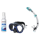 Seac Mask + Snorkel Package – Chiara Mask + Reverse Dry Snorkel + Free Mask Defog Spray — Black/Blue, Seac Fast Tech Dry Adu…