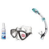 Seac Mask + Snorkel Package – Clear Anti-Fog Mask + Reverse Dry Snorkel + Free Mask Defog Spray — Black/Transparent, Seac Fa…