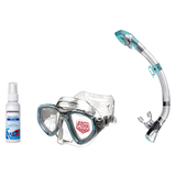 Seac Mask + Snorkel Package – Clear Anti-Fog Mask + Reverse Dry Snorkel + Free Mask Defog Spray — Aquamarine, Seac Fast Tech…
