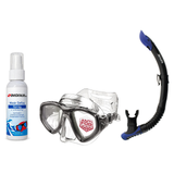 Seac Mask + Snorkel Package – Clear Anti-Fog Mask + Reverse Dry Snorkel + Free Mask Defog Spray — Black/Transparent, Seac Re…