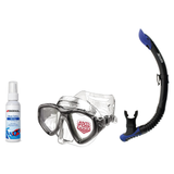 Seac Mask + Snorkel Package – Clear Anti-Fog Mask + Reverse Dry Snorkel + Free Mask Defog Spray — Black/Transparent, Seac Re…