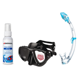 Seac Mask + Snorkel Package – Clear Anti-Fog Mask + Reverse Dry Snorkel + Free Mask Defog Spray — Black, Seac Tribe Dry Scub…